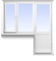 Балконный блок с двустворч. окном, дверь пов. откид. слева, 1950*2050>