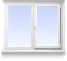 Двухстворчатое окно, пов/откид.правое, 1250*1350